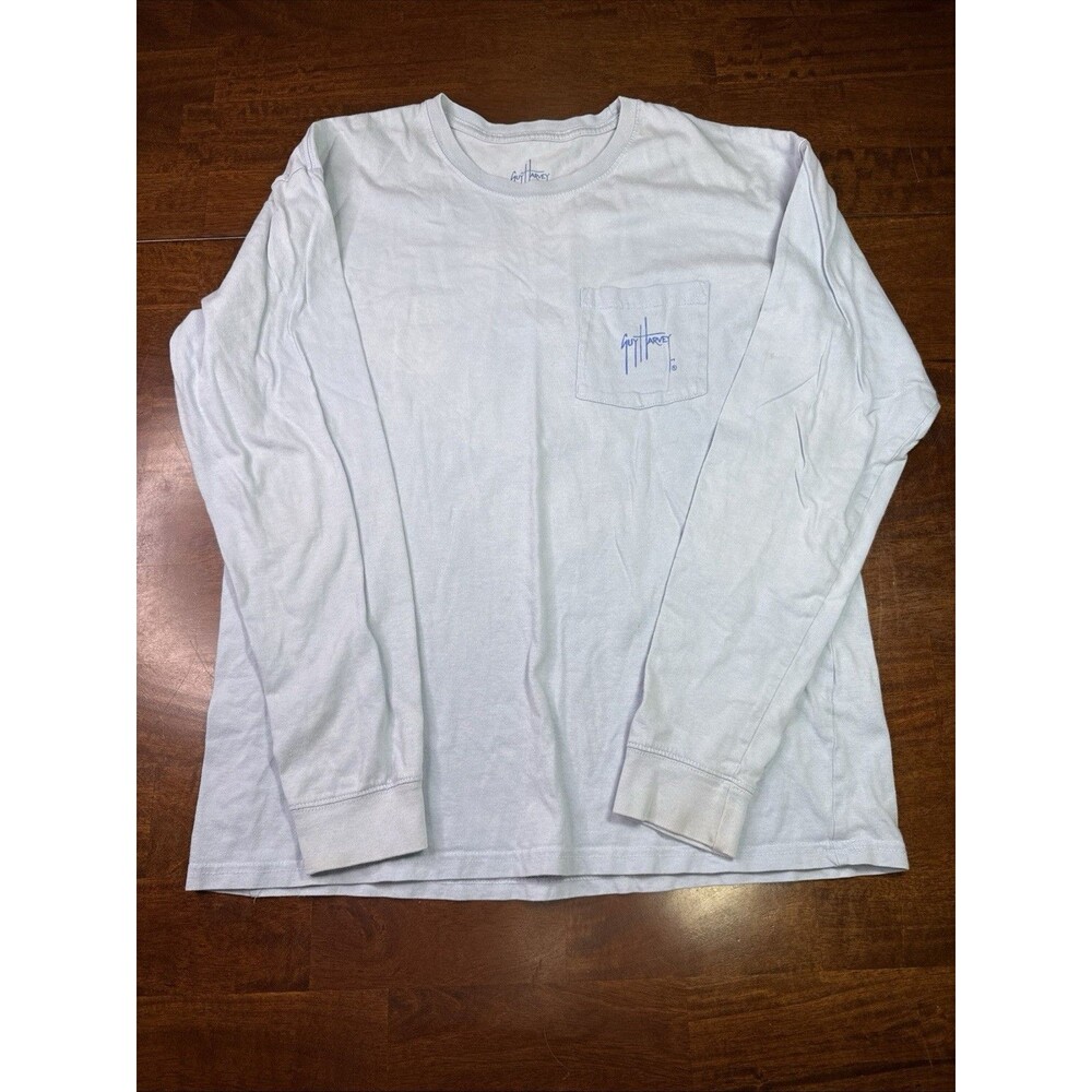 Guy Harvey Shirt Mens M Long Sleeve Marlin Tuna Graphic Fishing Pocket Tee Y2K